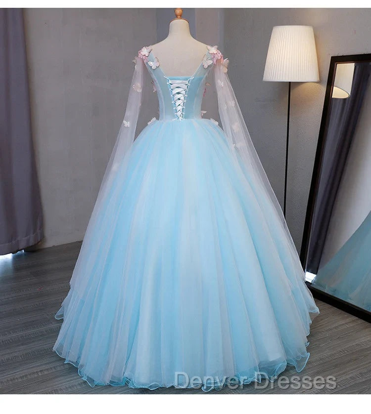Blue Tulle Formal Dress with Pink Lace Blue Ball Gown Sweet 16 Dress prom Dress shops Secondary image
