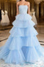 Blue Tulle High Low Prom Dress, Blue Tulle High Low Formal Graduation Dress