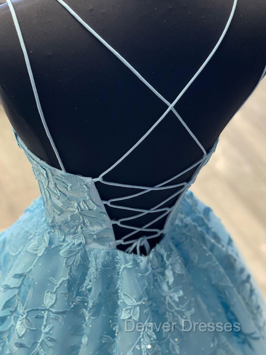 Blue Tulle Lace Long Prom Dress Blue Tulle Lace Evening Dress Secondary image