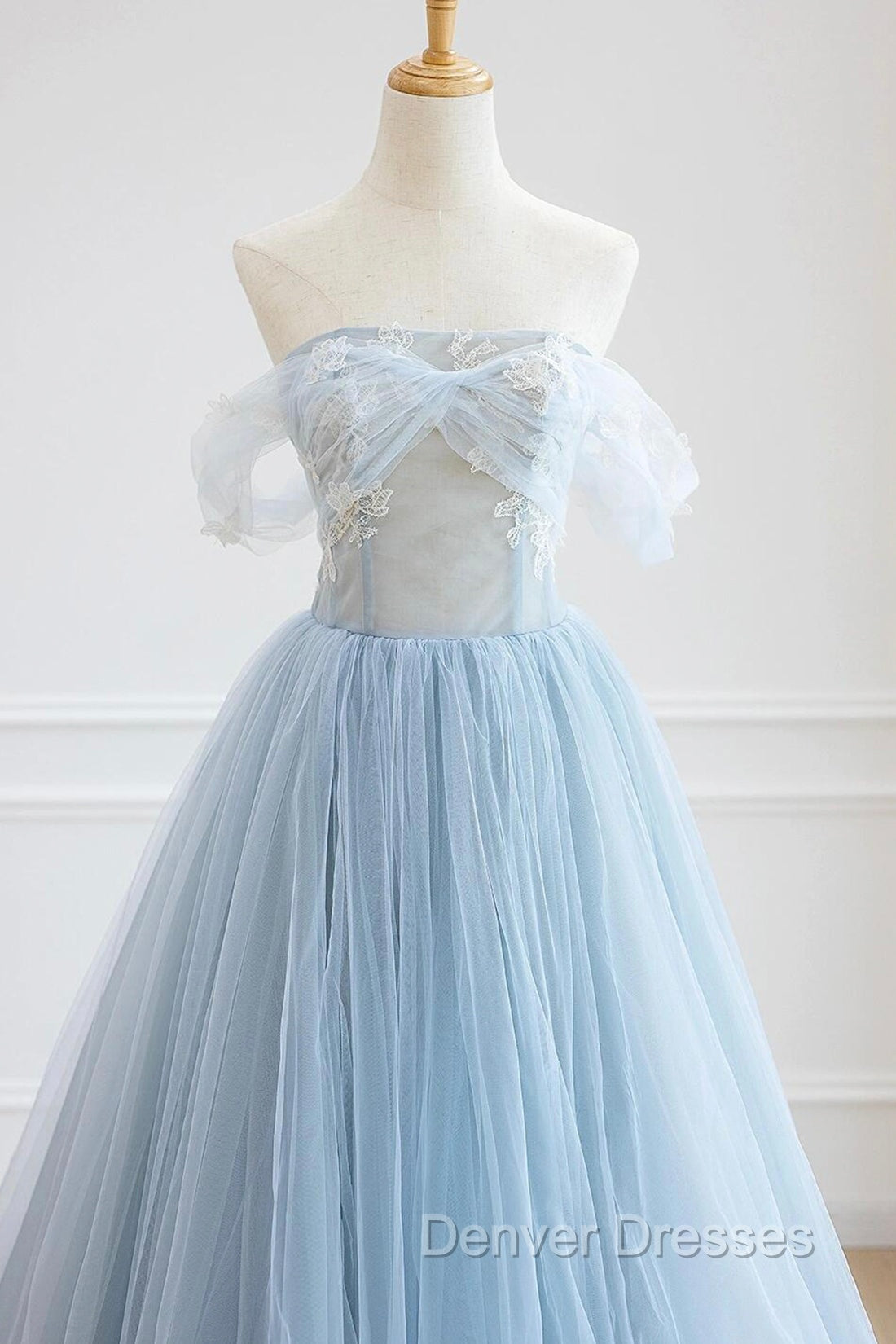 Blue Tulle Lace Long Prom Dress, High Low A-Line Evening Party Dress Secondary image