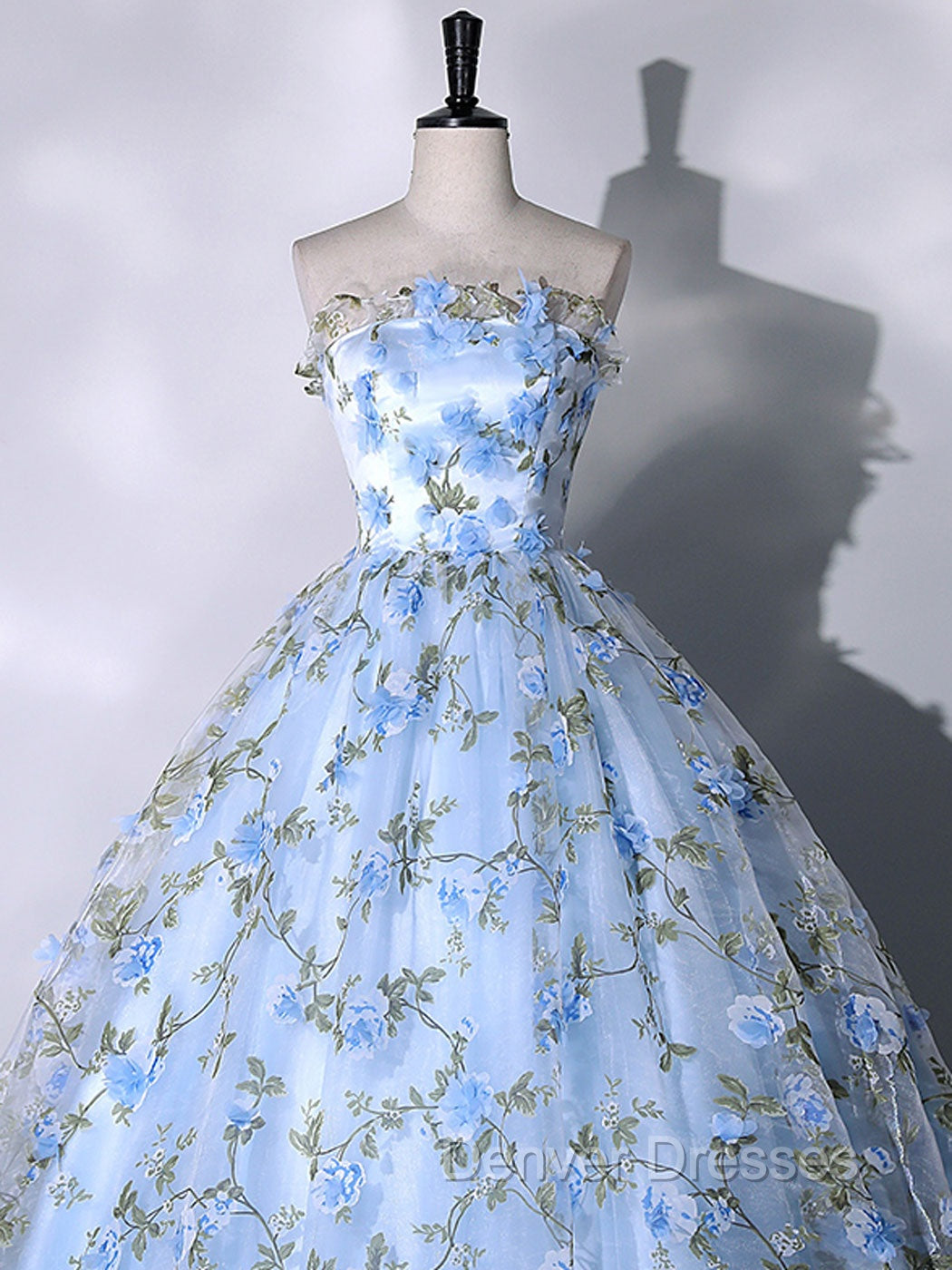 Blue Tulle Lace Long Prom Dress, Ball Gown Blue Sweet 16 Dress Secondary image