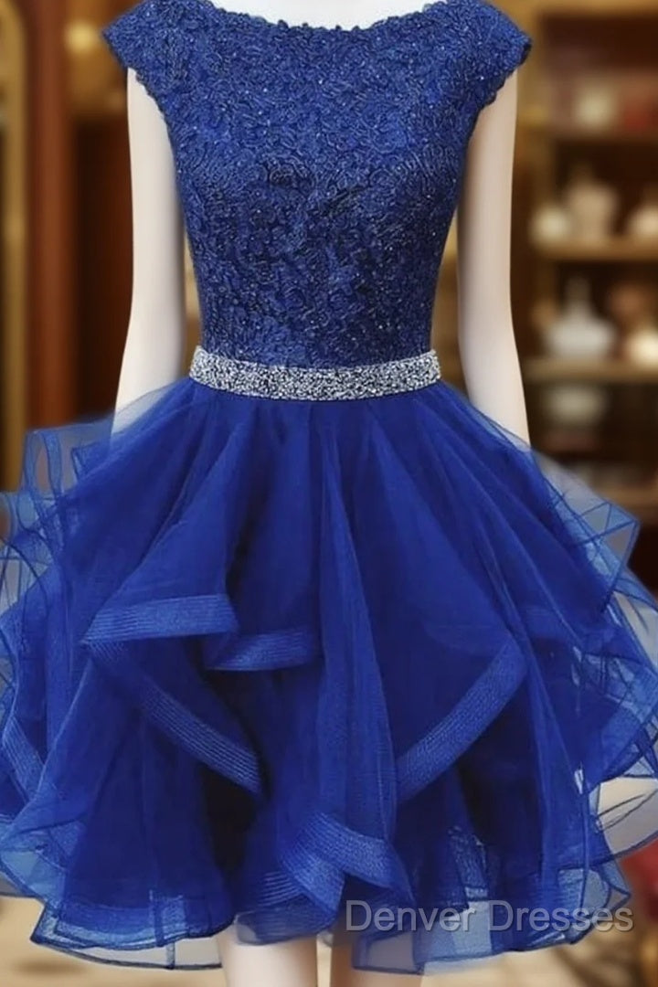 Blue Tulle Lace Short Dress Homecoming Dress Main image