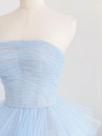 Blue Tulle Long Prom Dress Blue Tulle Long Evening Dress