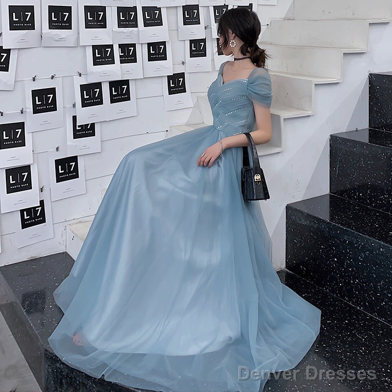 Blue Tulle Long Prom Dress, Evening Dress Main image