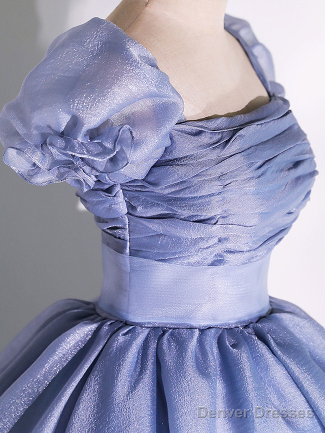 Blue Tulle Long Prom Dress, Tulle Blue Sweet 16 Dress Secondary image