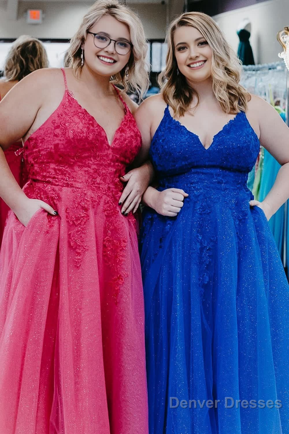 Blue Tulle Plus Size Long Prom Dress with Appliques Secondary image