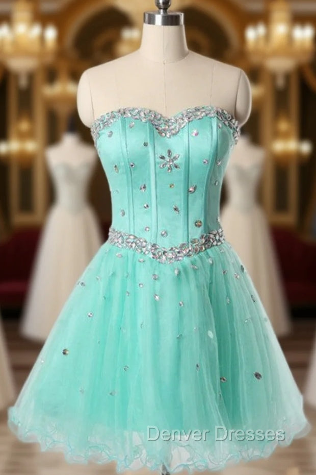 Blue Tulle Sweetheart Crystal Homecoming Dress Main image