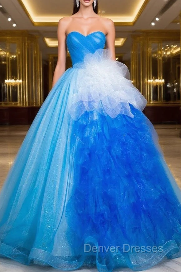 Blue Tulle Sweetheart Pleats Quinceanera Dress Main image