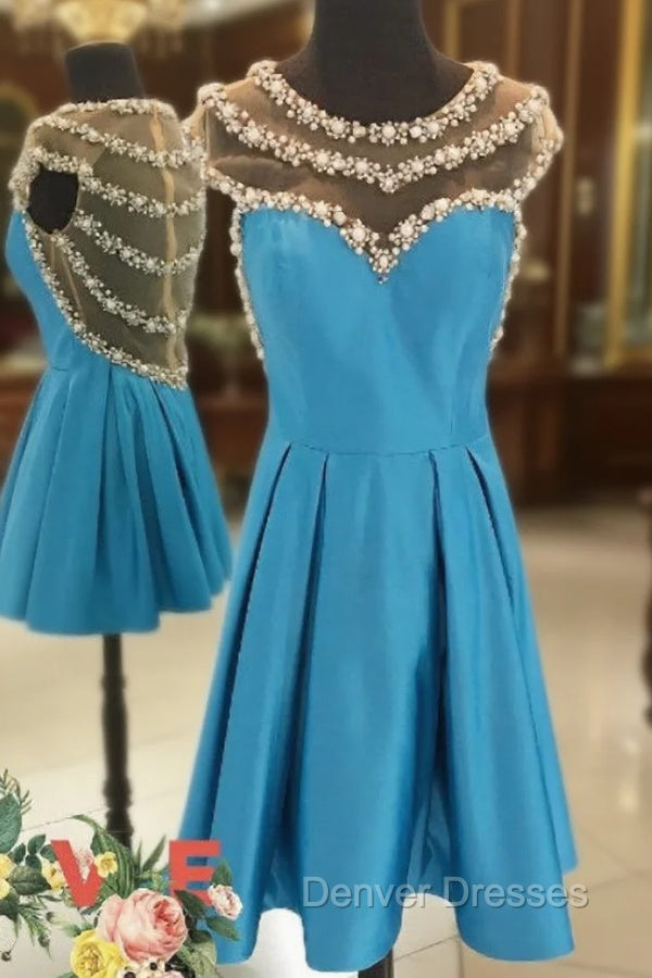 Blue Women Dress Homecoming Dress Cute Cocktail Dress Main image