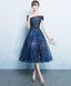 Blue A Line Off Shoulder Short Prom Dress Homecoming Dress