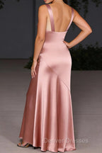 Blush Pink Asymmetrical Bridesmaid Dress with Slit