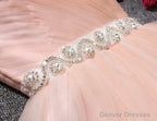 Blush Pink Tulle Strapless Sweetheart Neck Short Prom Dresses,Mini Homecoming Dress