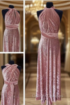 Blush Pink Velvet Infinity Convertible Bridesmaid Dress