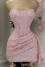 Blushing Pink Sequins Cocktail Dress Woman Elegant Wedding Prom Dress Gowns Mini Graduation Dress Vestido De GraduacióN Vestido De Fiesta Homecoming Dress