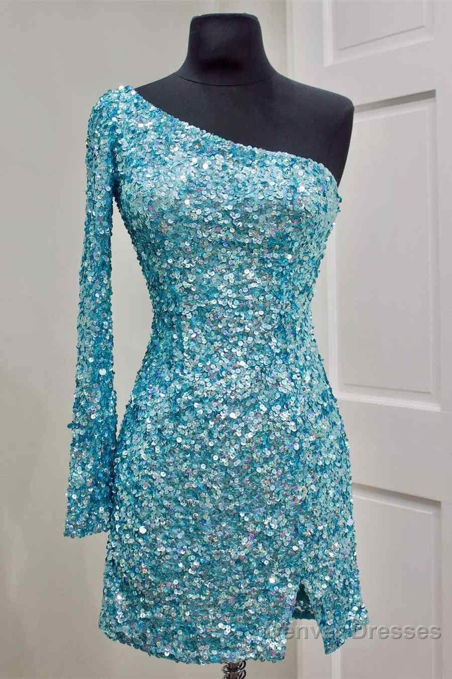 Bodycon One-Shoulder Sequins Homecoming Dress