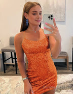 Bodycon Scoop Neck Sequins Homecoming Dress