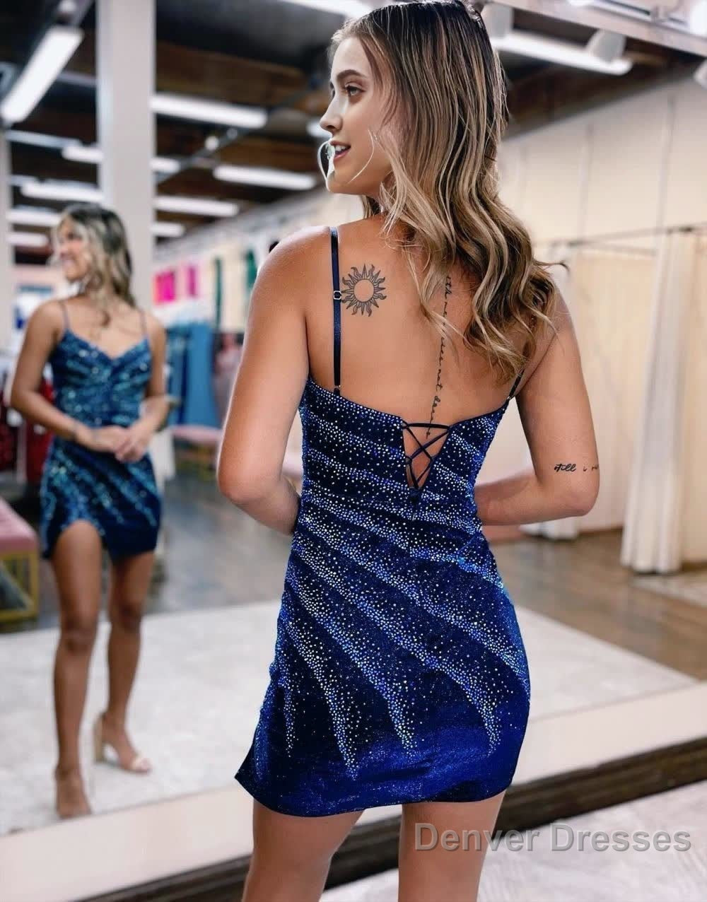 Bodycon Spaghetti Straps Glitter Homecoming Party Dress Secondary image