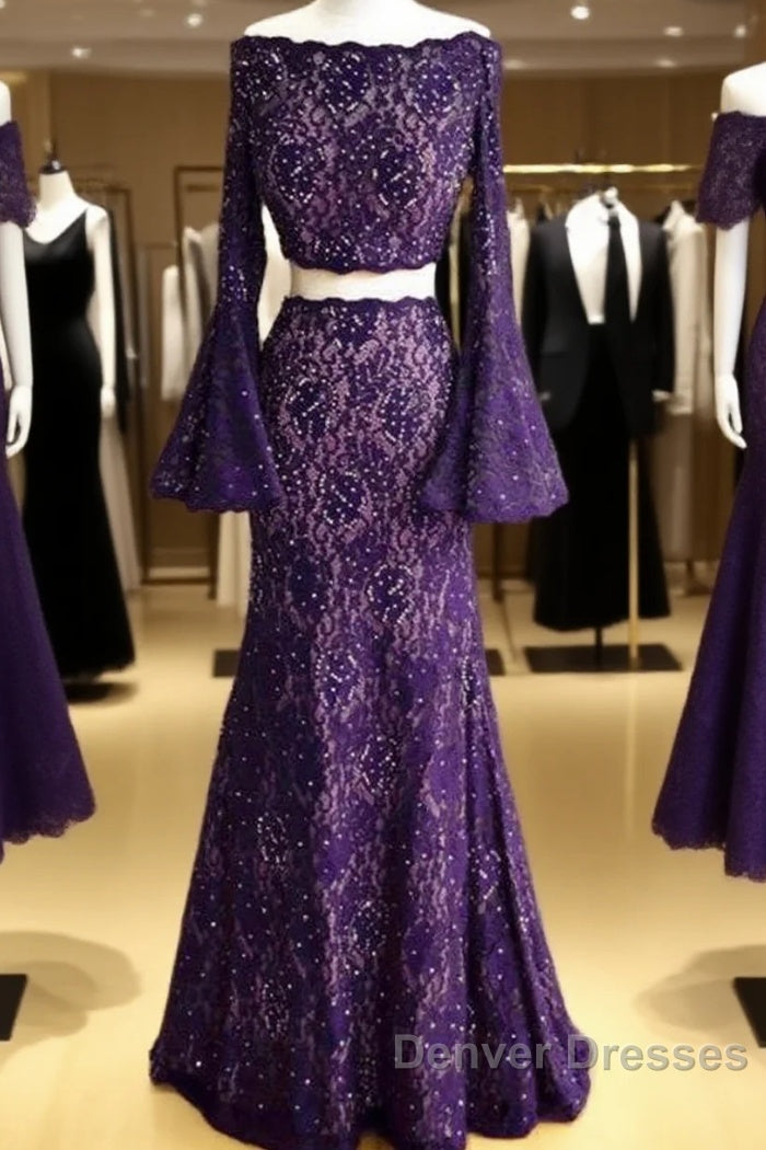 Boho Chic Mermaid Two Piece Lace Prom Dress Main image