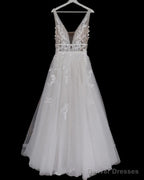 Boho Rustic Wedding Dresses Tulle V Neck Embroidery