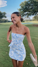 Bravo Floral Print Homecoming Dress Strapless Mini Party Gown,