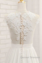 Front Slit Appliques Chiffon A-line Wedding Dress