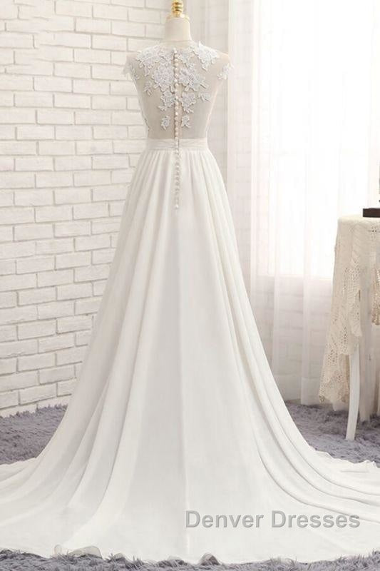 Front Slit Appliques Chiffon A-line Wedding Dress Secondary image
