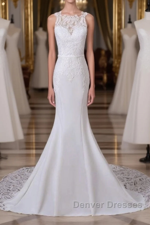 Precious Spaghetti Strap Lace Mermaid Wedding Dress