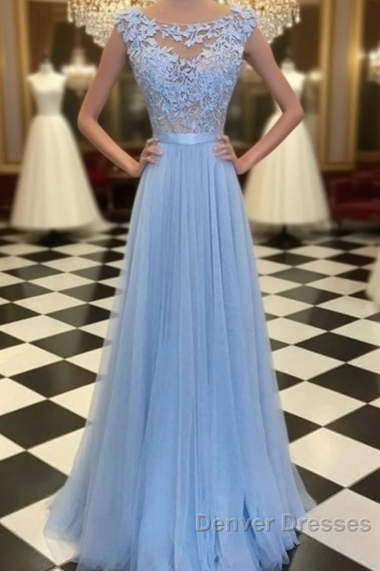 Bridelily Scoop Sleeveless Floor-Length With Applique Tulle Dress
