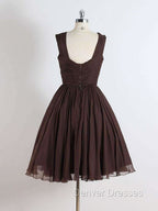 Brown A-Line Short Prom Dress, Brown Short Formal Dress