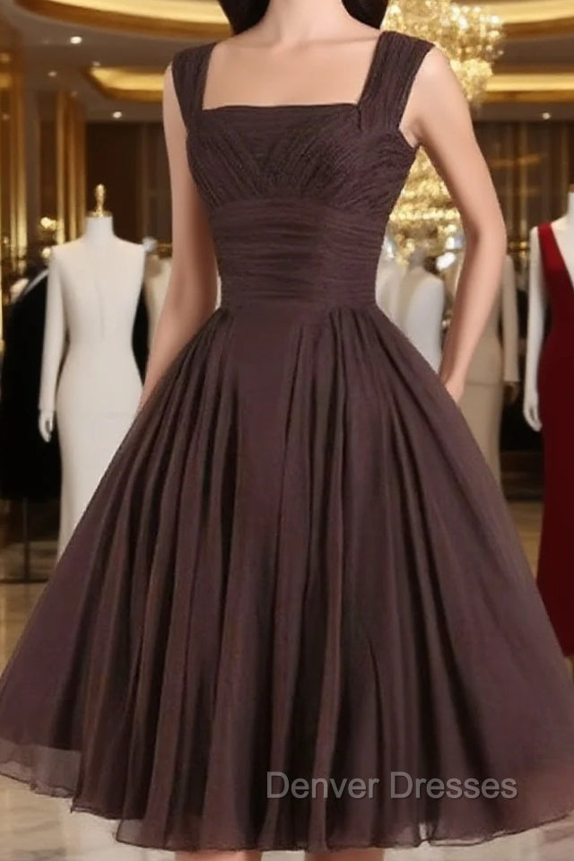 Brown A-Line Short Prom Dress, Brown Short Formal Dress