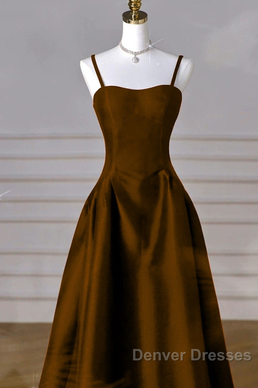 Brown Satin A-Line Sweetheart Long Formal Dress, Simple Brown Evening Dress Secondary image