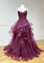 Purple Tulle Long Prom Dresses, A-Line Formal Evening Dresses