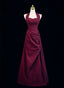 Burgundy A-Line Halter Charming Style Prom Dress, Burgundy Long Evening Dress