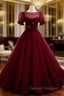 Burgundy Ballgown Long Prom Dress with Removable Jacket
