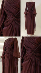 Burgundy Evening Dress A Line Long Prom Gowns