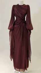 Burgundy Evening Dress A Line Long Prom Gowns