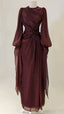 Burgundy Evening Dress A Line Long Prom Gowns