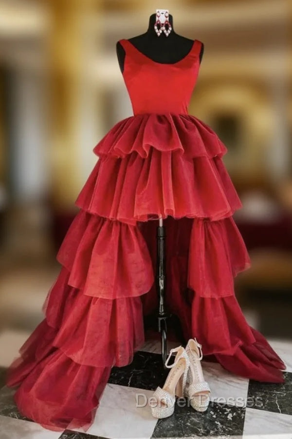 Burgundy Tiers Prom Dress Main image