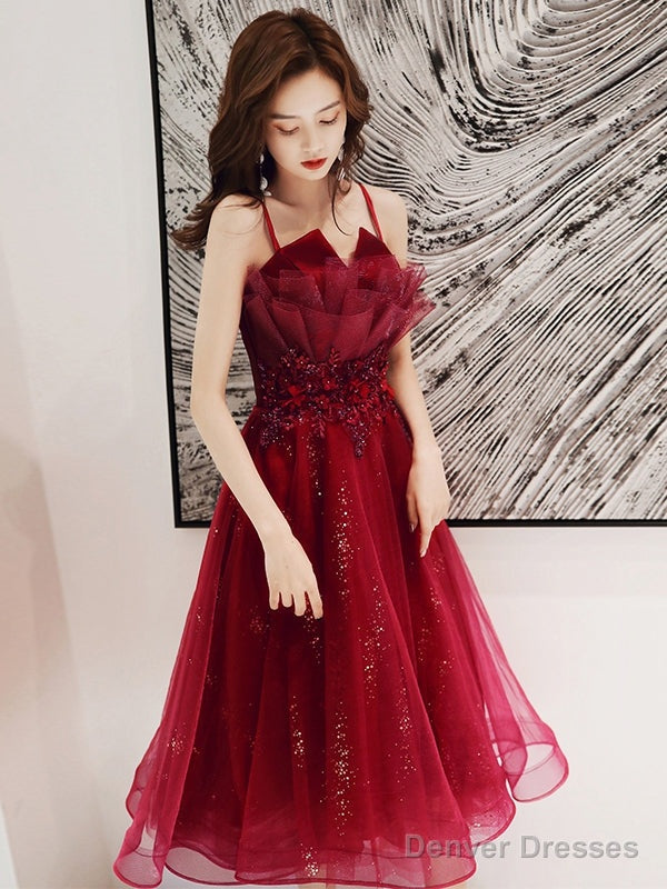 Burgundy Lace Sequins Short Homecoming Dress