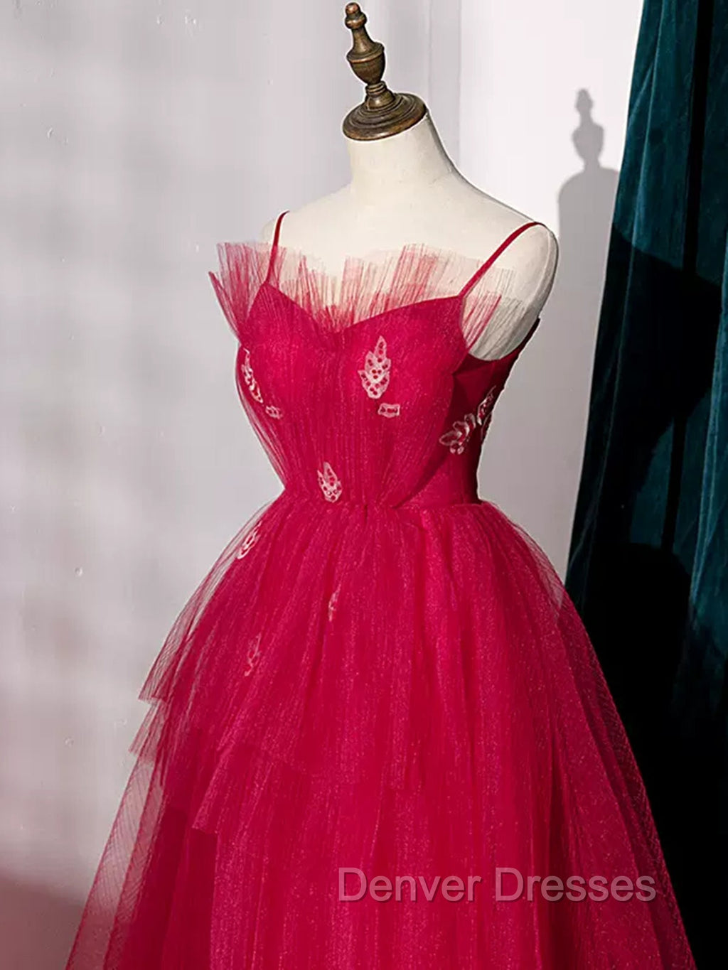 Burgundy Layered Tulle Long Prom Dress, Wine Red Long Formal Evening Dress