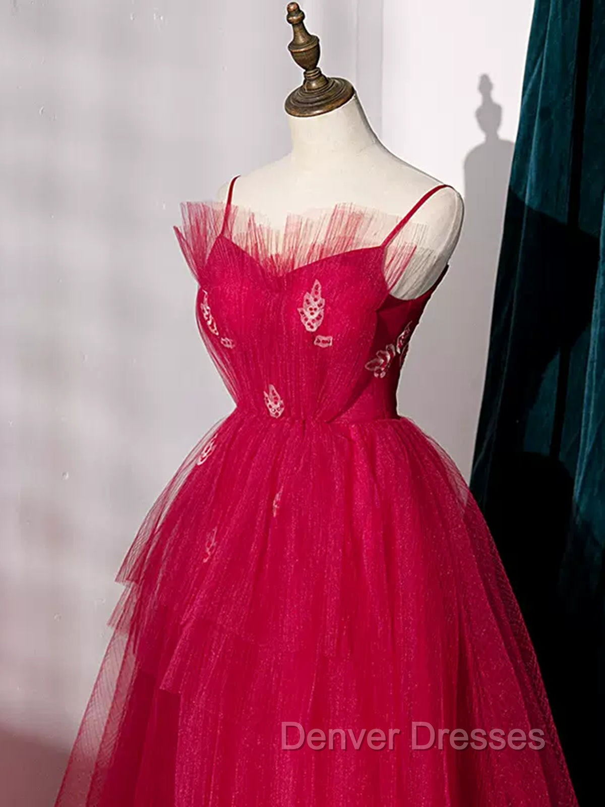 Burgundy Layered Tulle Long Prom Dress, Wine Red Long Formal Evening Dress