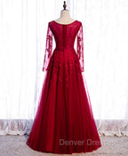 Burgundy Long Prom Dress, Burgundy Formal Bridesmaid Dress