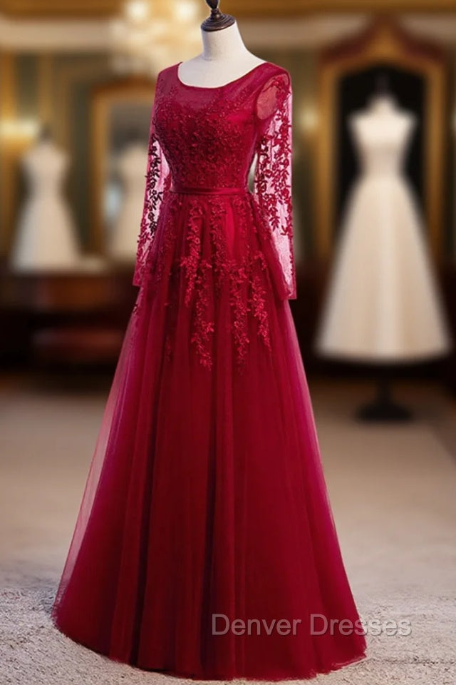 Burgundy Long Prom Dress, Burgundy Formal Bridesmaid Dress