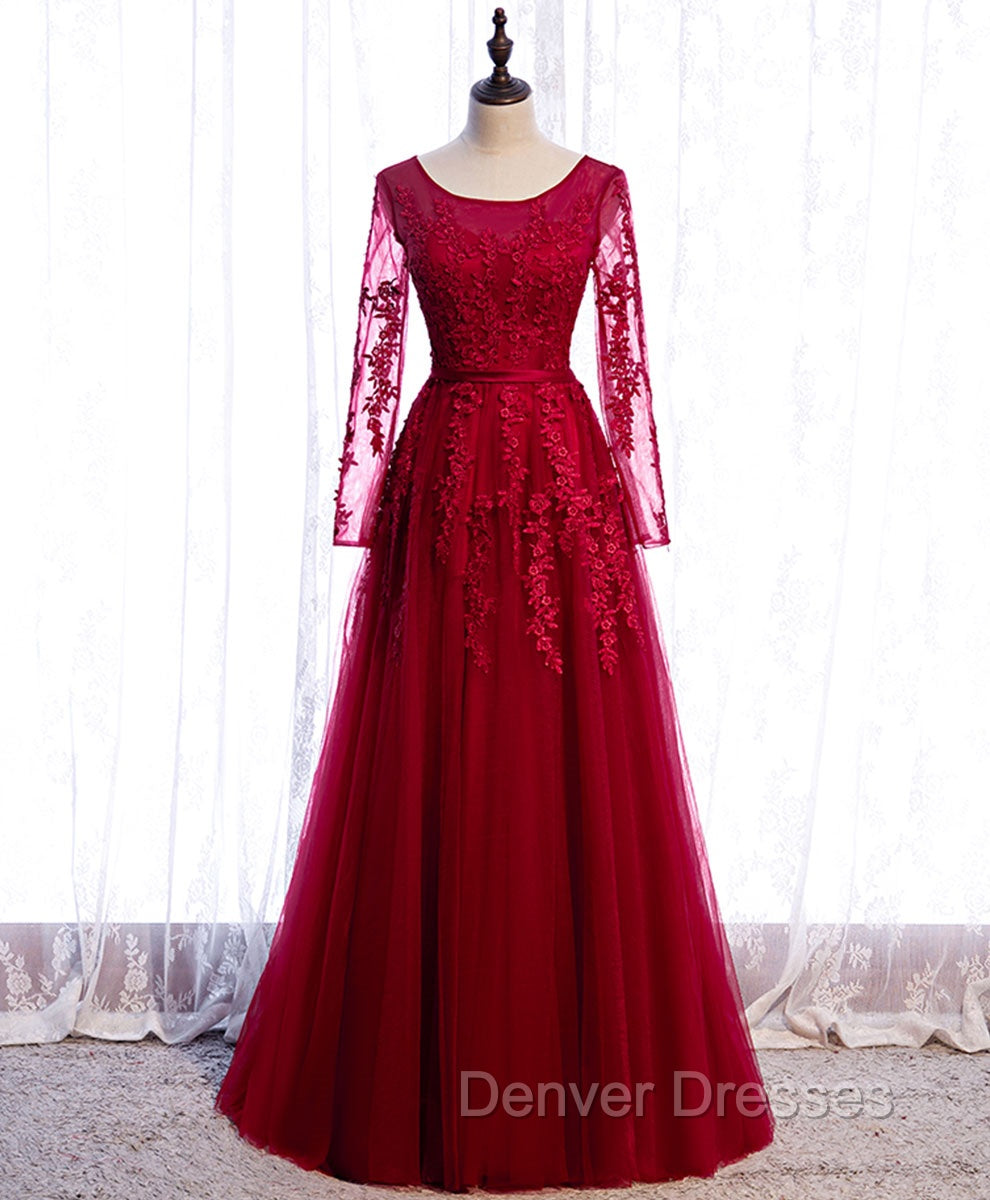 Burgundy Long Prom Dress, Burgundy Formal Bridesmaid Dress Main image