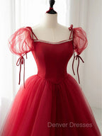 Burgundy Long Prom Dress, Burgundy Formal Graduation Dress