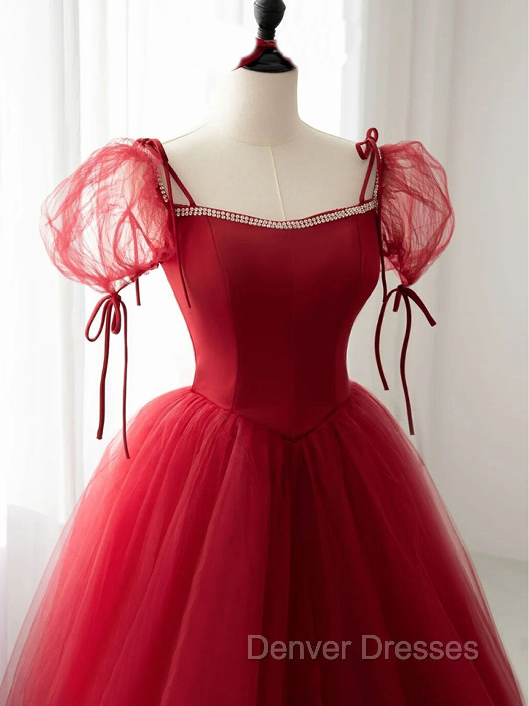 Burgundy Long Prom Dress, Burgundy Formal Graduation Dress