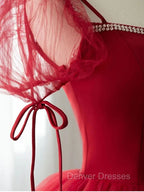 Burgundy Long Prom Dress, Burgundy Formal Graduation Dress