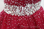 Burgundy Long Tulle Off Shoulder Prom Dress , Junior Prom Dress