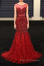 Burgundy Mermaid Beading Sequins Feather Prom Dress