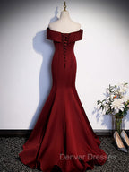 Burgundy Mermaid Long Prom Dress, Burgundy Formal Evening Dress